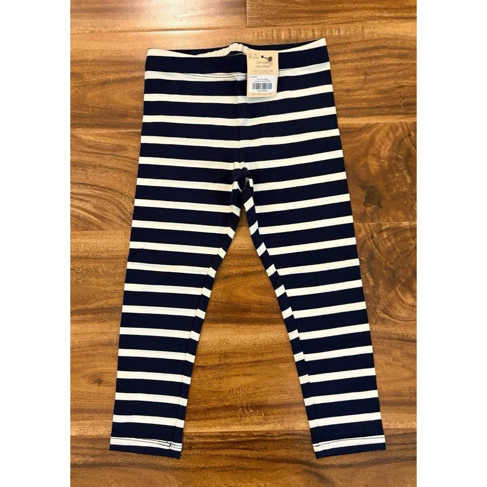 NWT Primary Park Stripe Leggings, Navy/Ivory Stripe, Size 4T